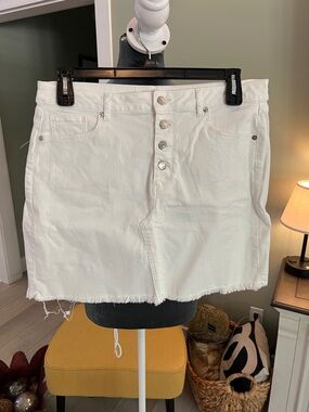 LOFT White Denim Mini Skirt